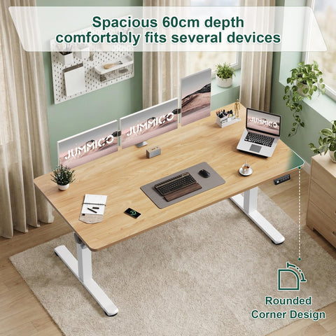 JUMMICO Electric Standing Desk 100 x 60 cm Home Office Height Adjustable Desk, Computer Lift Table with Smart Panel