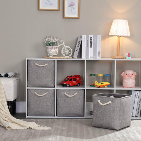 Mangata Fabric Storage Baskets,33 x 38 x 33cm Large Foldable Storage Boxes for Organizing Clothes Shelf Nursery Closet(Grey, Set of 3)