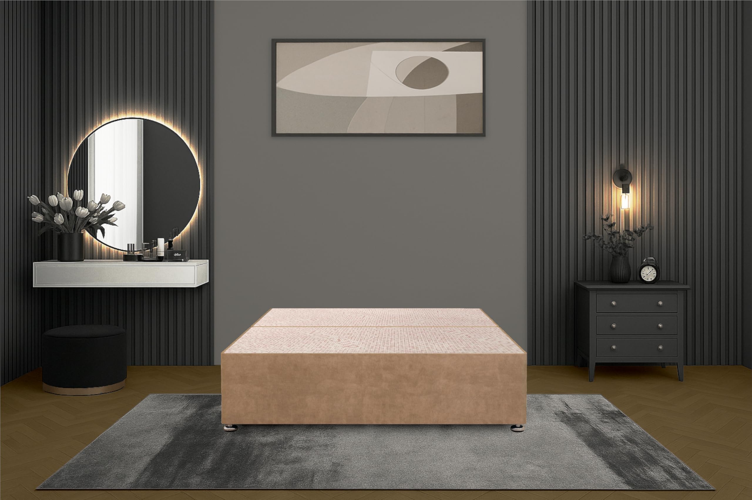 Bed Centre Flexby Divan Bed Base Only with 2 Drawers (Same Side), No Headboard - Available in 3FT, 4FT, 5FT & 6FT