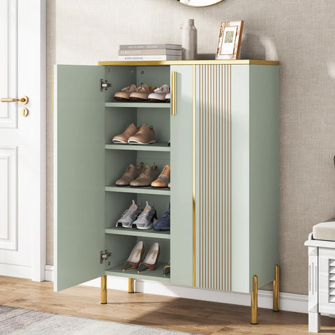 Tribesigns Shoe Cabinet with Doors, 6-Tier Shoe Storage Cabinet with Adjustable Shelves, Wooden Shoes Rack Shoe Storage Organizer for Entryway