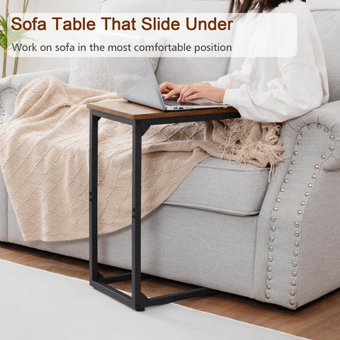 AMHANCIBLE C-Shaped Side Table, Side Table Living Room, Sofa Table Set of 2