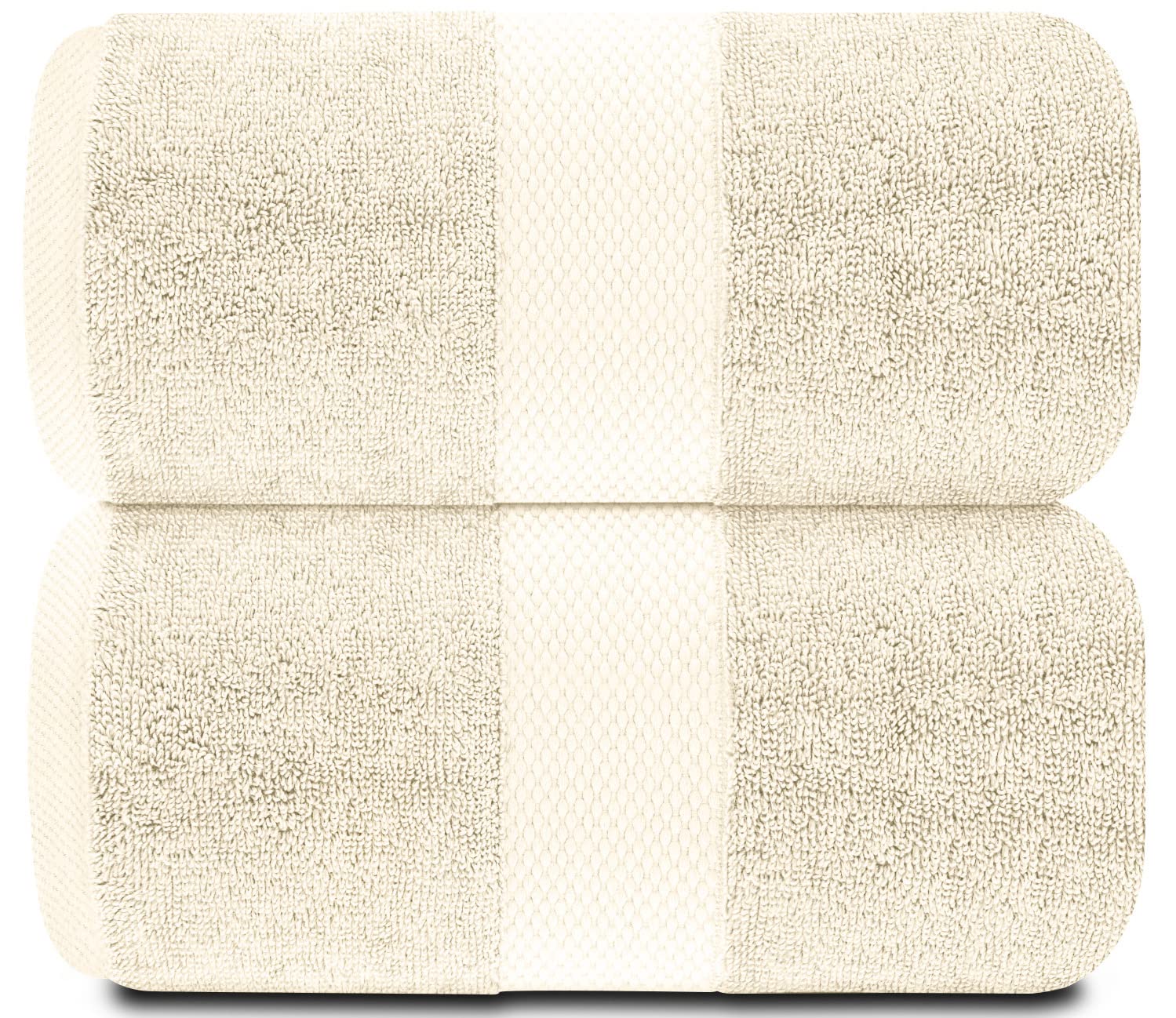 White Classic Ivory Soft Luxury Bath Towels - 650 GSM Cotton Luxurious Bath Towels Extra Large 35x70 | Highly Absorbent & Quick Dry