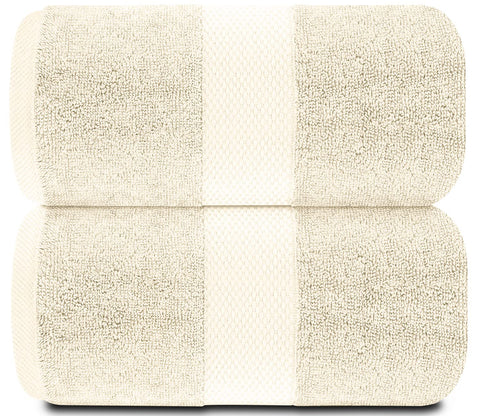 White Classic Ivory Soft Luxury Bath Towels - 650 GSM Cotton Luxurious Bath Towels Extra Large 35x70 | Highly Absorbent & Quick Dry