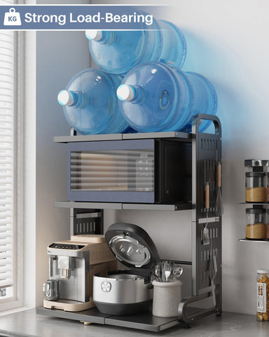 Ornestia 3-Tier Expandable Metal Microwave Shelf for Kitchen,Black