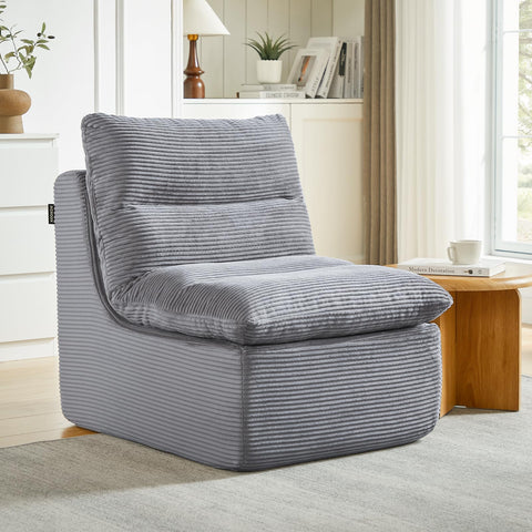 ROXGOX Boneless Chair Small Lounge Chairs for Adults, Memory Foam Reading Chair 1 Seater Bean Bag Sofa for Living Room, Bedroom, Gaming Reading