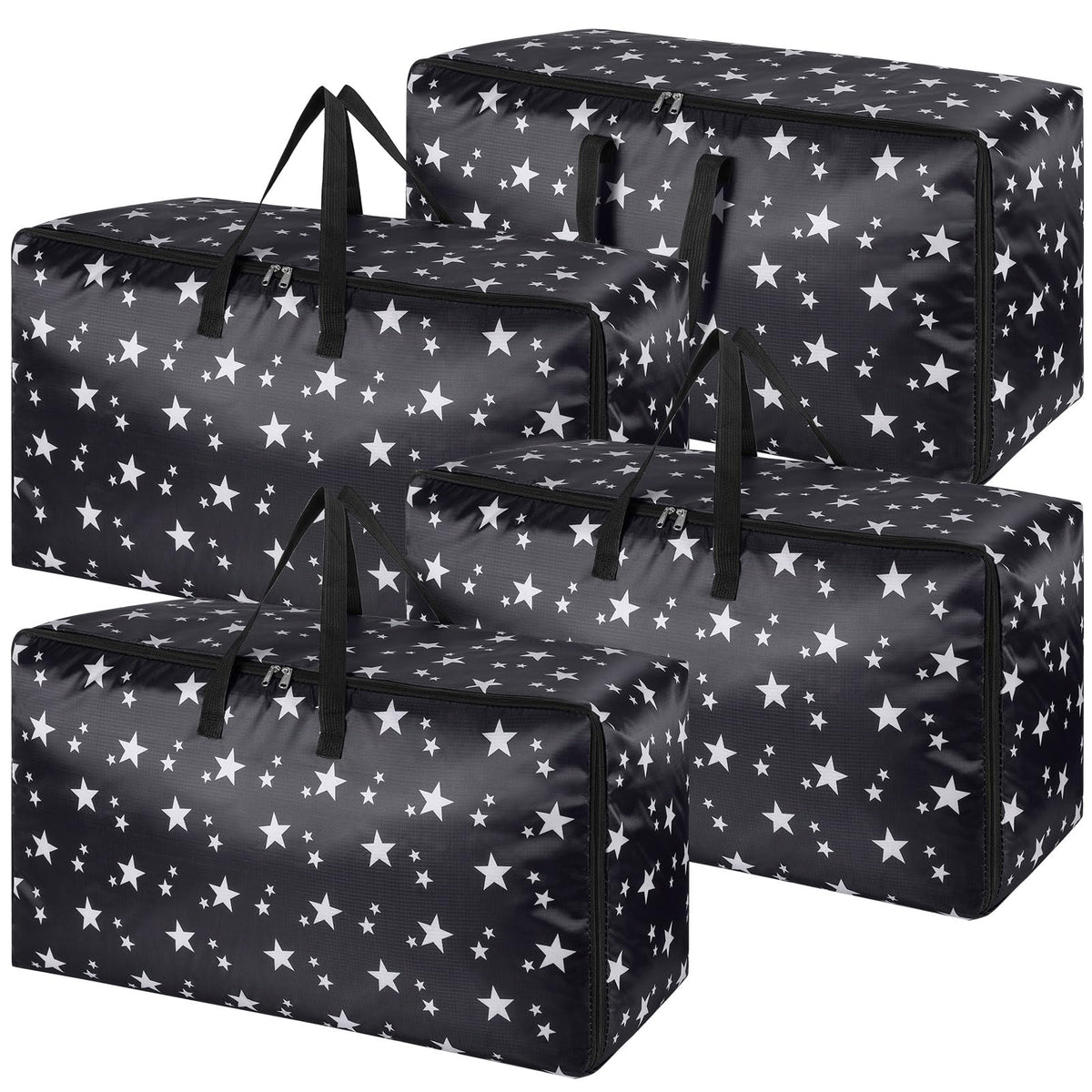 iespell 4 Pack Extra Large Storage Boxes with Lids, Heavy Duty Storage Boxes for Moving House Big Strong, Waterproof Clothes Storage Bags with Zips