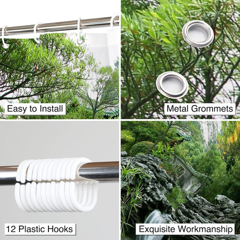 Simpomsy Japanese Shower Curtain Garden Shower Curtain Outdoor Pattern Bathroom Curtain Scenic Shower Curtains Garden Waterproof Polyester Fabric