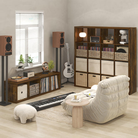 Furinno CUBICLE Record Player Stand with Vinyl Storage, 16-Cube 1.2 Extra Thick Vinyl Record Storage