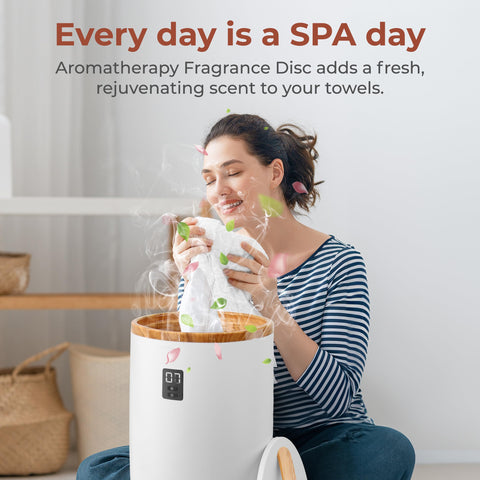 SereneLife Hot Towel Warmer Bucket w/ Customized Fragrance for Bathroom and Spa, Luxury Towel Heater Gift for Him or Her, Auto Shut Off, LED Display