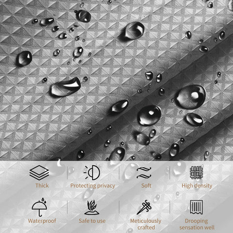 Stfery Waffle Shower Curtain with Metal Bath Curtain 120 x 200 cm Shower Curtain Anthracite Fabric Washable Anti Mould