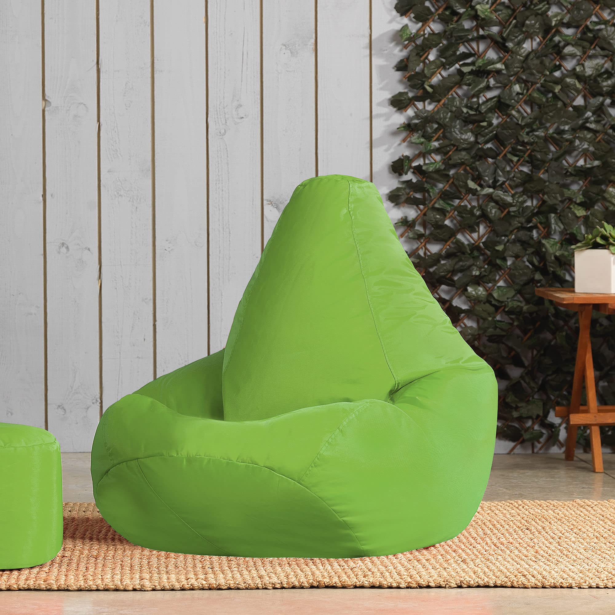 Bean Bag Bazaar High Back Recliner Bean Bag Chair, Lime Green, Indoor Outdoor Beanbag, Water Resistant Fabric, Large Beanbag with Filling Included