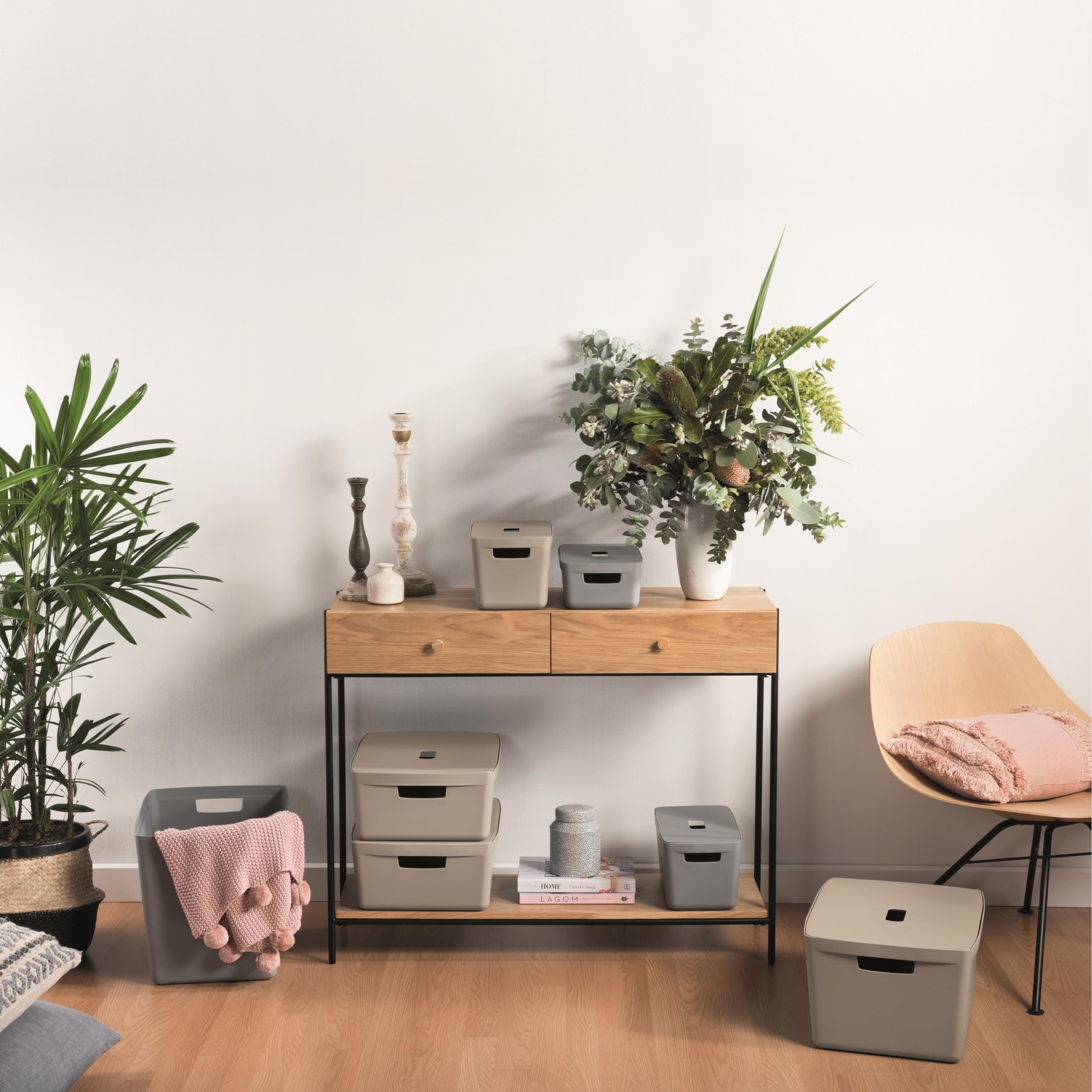 IDEA HOME Plastic Storage Box with Lid - Storage Boxes - Storage Organiser - Really Useful Boxes for Storing Various Items in the Living Room