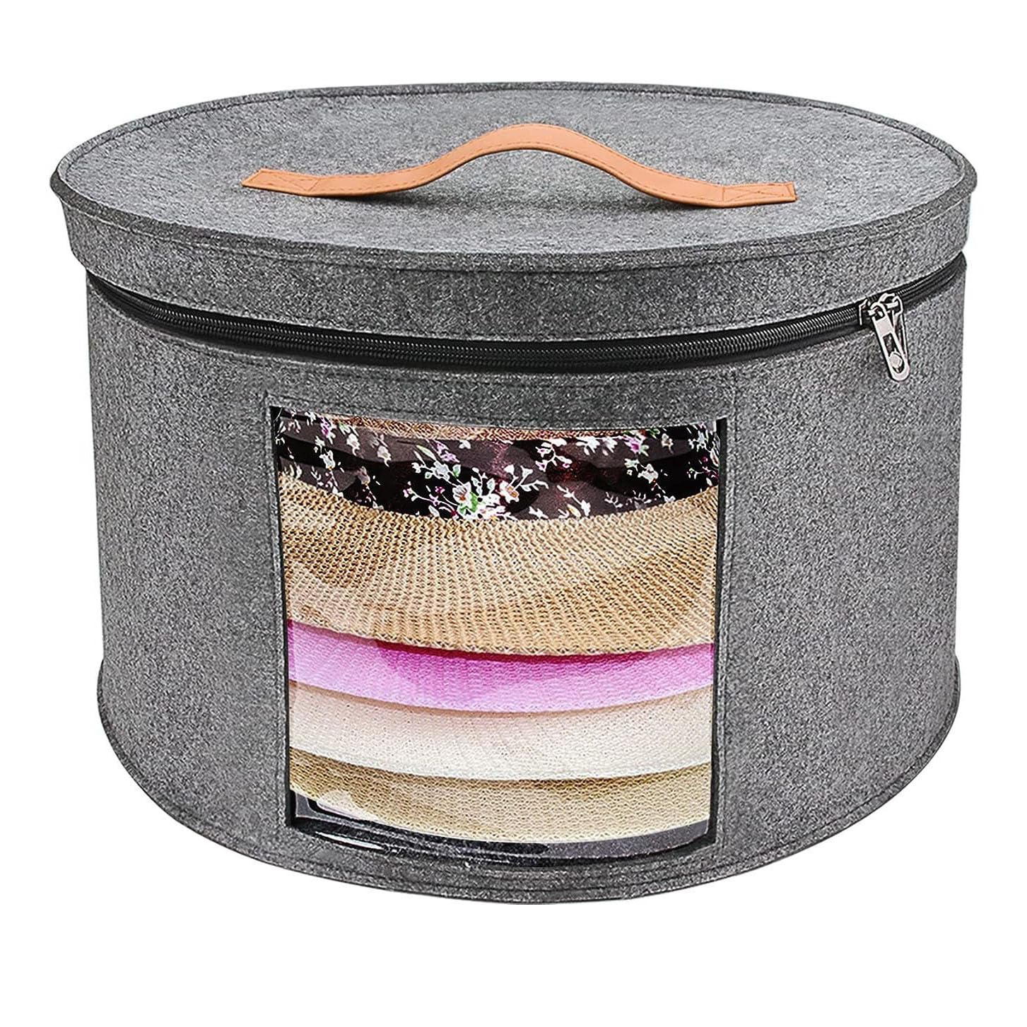 Hosoncovy Felt Large Hat Box Travel Bag Storage Bag,Foldable Hat Boxe with Lids, Multifunctional Closet Toys Organizer for Women and Men,Suitable for