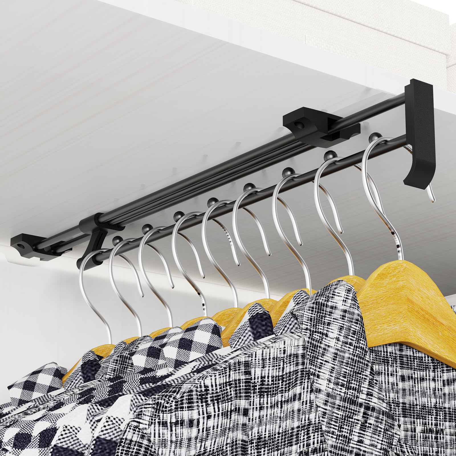 Pull out Clothes Rail,Pull out Hanger Rail Length 9.8-17.7 Inches Adjustable,Telescopic Clothes Rail Save Storage Space,for Storing Clothes and