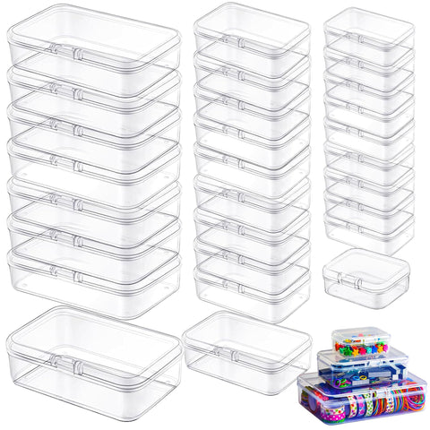LJY Bead organiser Boxes, 28 Pack, 3 Mixed Sizes, Clear