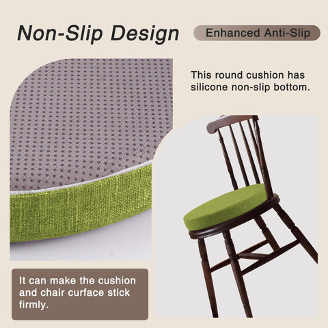 OVOV Non-Slip Round Chair Cushions for Dining Chairs 16"/40cm Green 4 Pack