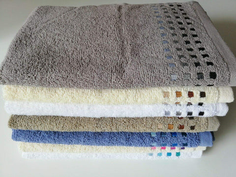 Sue Rossi Ltd 100% Portuguese Cotton Guest Towels Hand Kitchen Towel Face Cloth 30 x 50 cm Pack Of 2 (Chocolate - Cream)