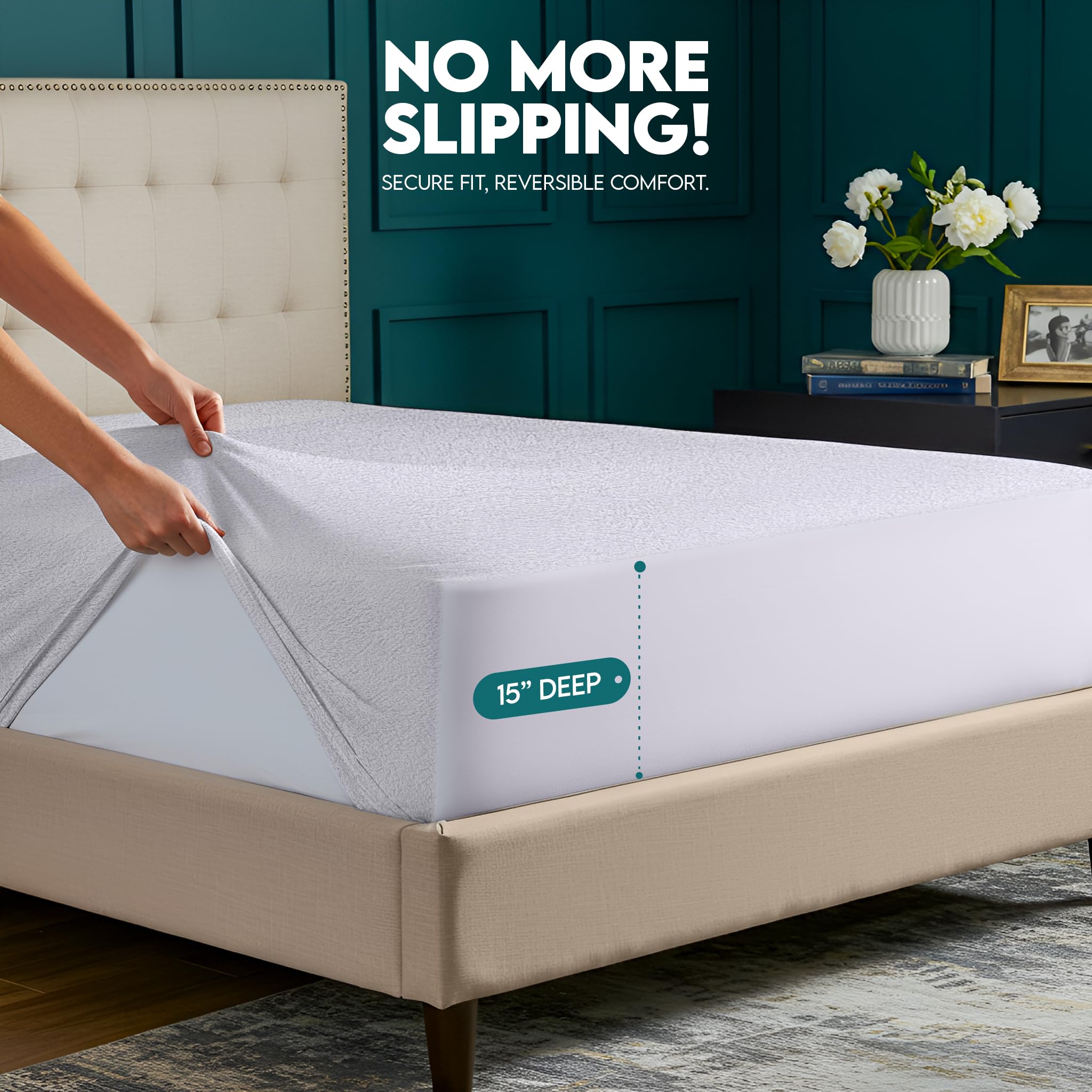Utopia Bedding Bamboo Waterproof Mattress Protector Twin, Mattress Cover, Breathable, Fitted Style with Stretchable Pockets