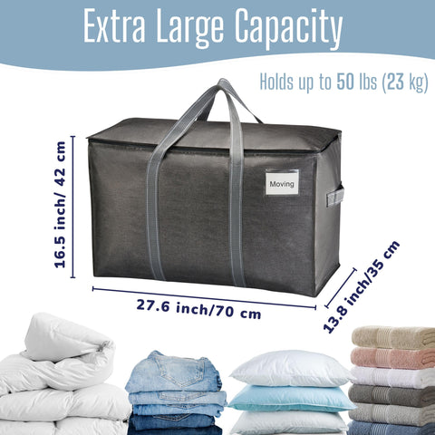 VENO 6 Pack Extra Large Moving Storage Bags with Zips, Heavy-Duty Organizer Tote, Moving Box Alternative, Packing Supplies, Clothes Storage Bin