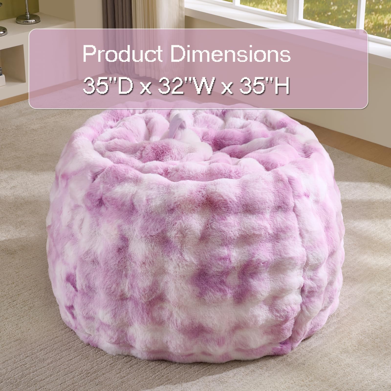 Fluffy Faux Rabbit Fur Bean Bag Chair Cover(No Filler),Cozy Shaggy Bubble Stuffed Animal Storage Large Bean Bag Cover for Bedroom Living Room,Fuzzy