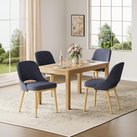 Dining Chairs Set of 4, Upholstered Dining Room Chairs with Chenille Fabric, Ergonomic Backrest, High Density Cushion & Rubber Wood Frame