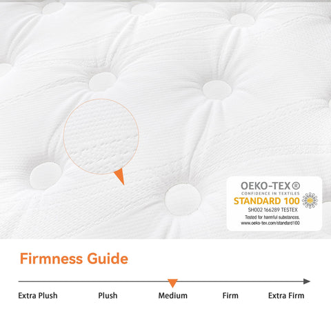 TeQsli 3FT Single Mattress, 10.6 Inch Memory Foam Pocket Sprung Hybrid Single Mattress Zone Support for Pressure & Back Pain Relief Medium Firm Box