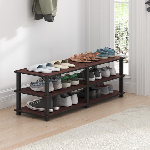 Furinno TURN-S-TUBE Shoe Rack, 3-Tier Shoe Organizer, Shoe Storage Rack with No Tools Assembly, 11.6 x 47.2 x 15.4, for Closet Entryway, Office