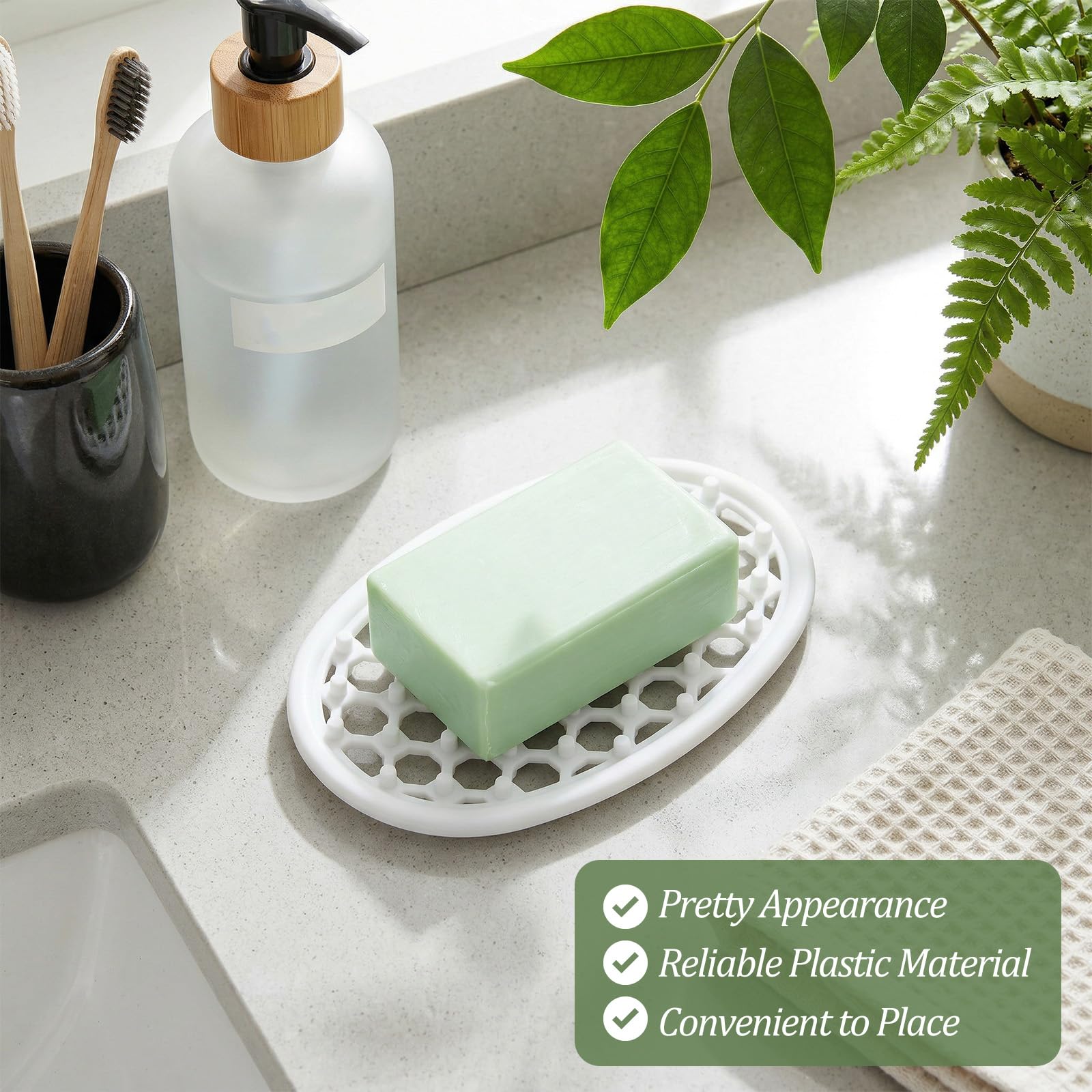 3PCS Silicone Soap Holder Shower, Self Draining Soap Dish for Bathroom Sink, Non-Slip Soap Dish Tray with Drainage