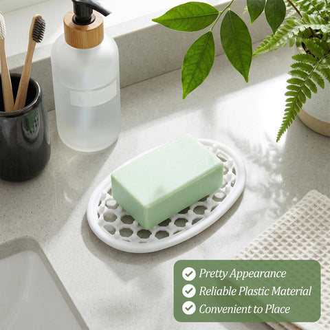 3PCS Silicone Soap Holder Shower, Self Draining Soap Dish for Bathroom Sink, Non-Slip Soap Dish Tray with Drainage