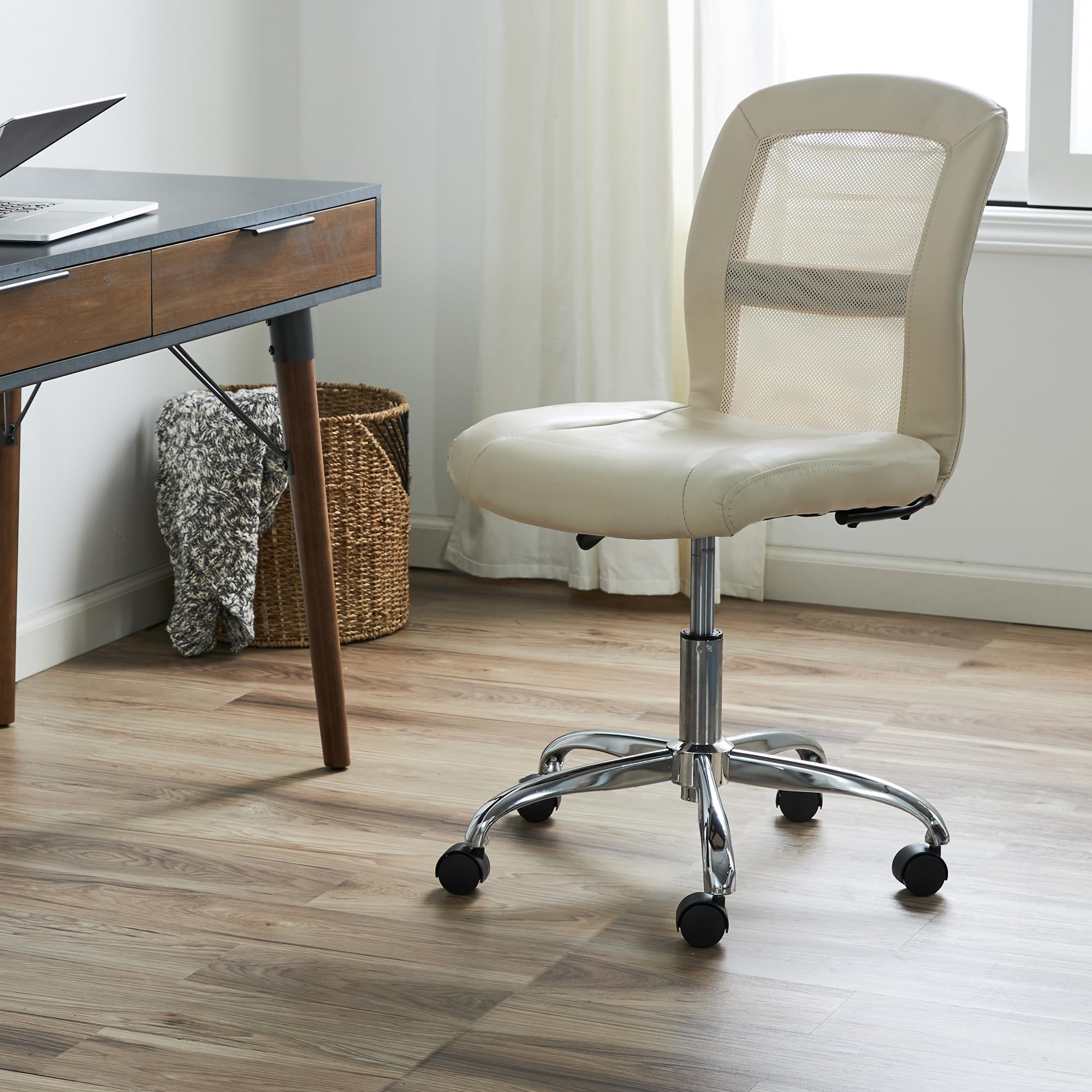 Serta Essentials Computer Chair, Inspiration Cream Faux Leather and Mesh