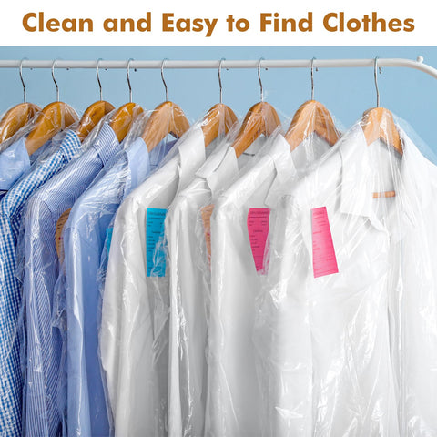Hejo 30 Pack Plastic Clothes Covers, 60×90cm Clear Clothes Bags Hanging