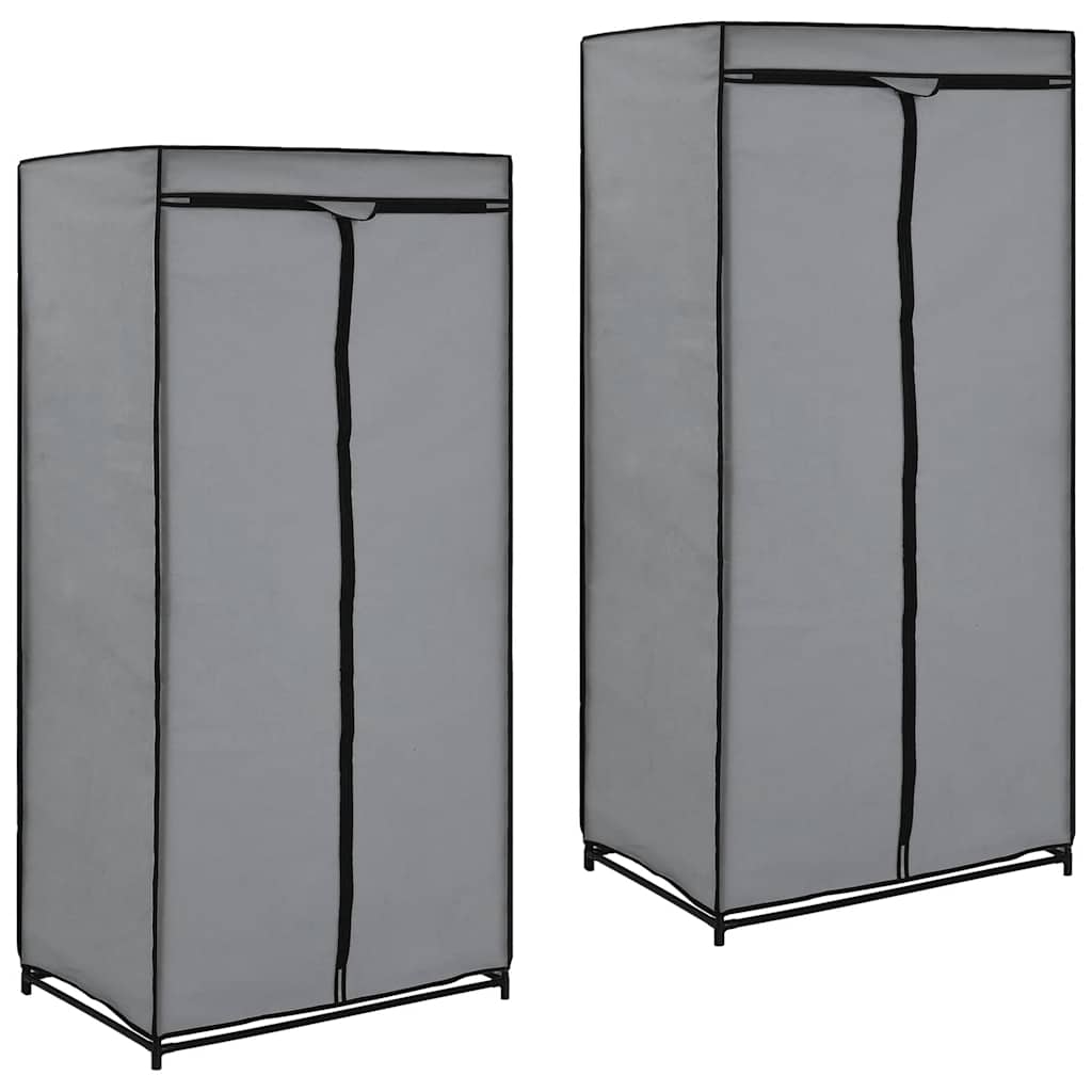 vidaXL Wardrobes 2 pcs Grey 75x50x160 cm