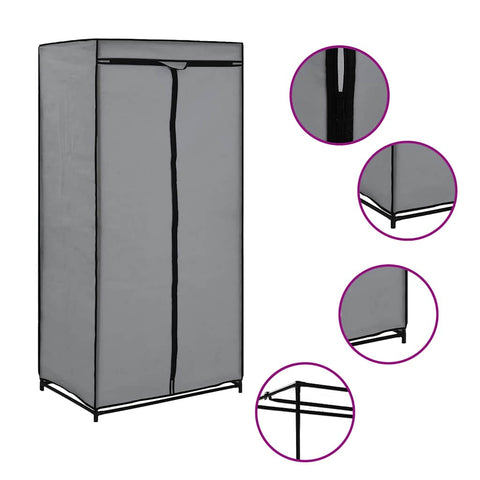 vidaXL Wardrobes 2 pcs Grey 75x50x160 cm