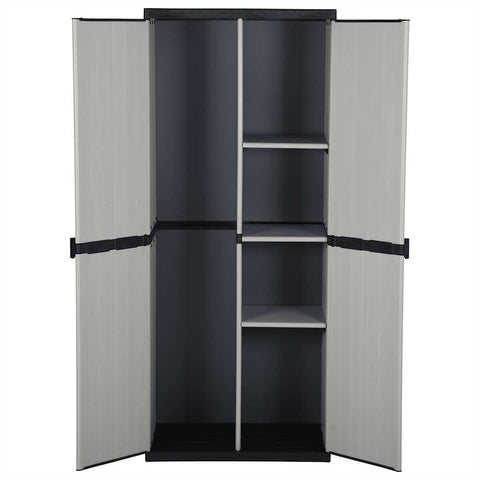 vidaXL Garden Cabinet | Grey and Black | PVC and PP (Polypropylene) | Medium