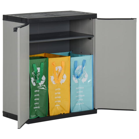 vidaXL Garden Waste Cabinet Grey and Black 68x40x85 cm PP
