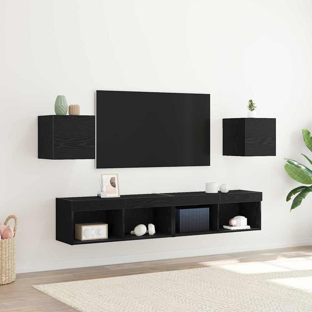 vidaXL TV Cabinet 2 pcs Black Oak 30.5 x 30 x 30 cm Engineered Wood