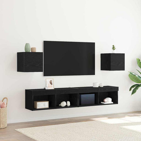 vidaXL TV Cabinet 2 pcs Black Oak 30.5 x 30 x 30 cm Engineered Wood