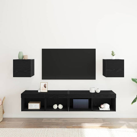 vidaXL TV Cabinet 2 pcs Black Oak 30.5 x 30 x 30 cm Engineered Wood