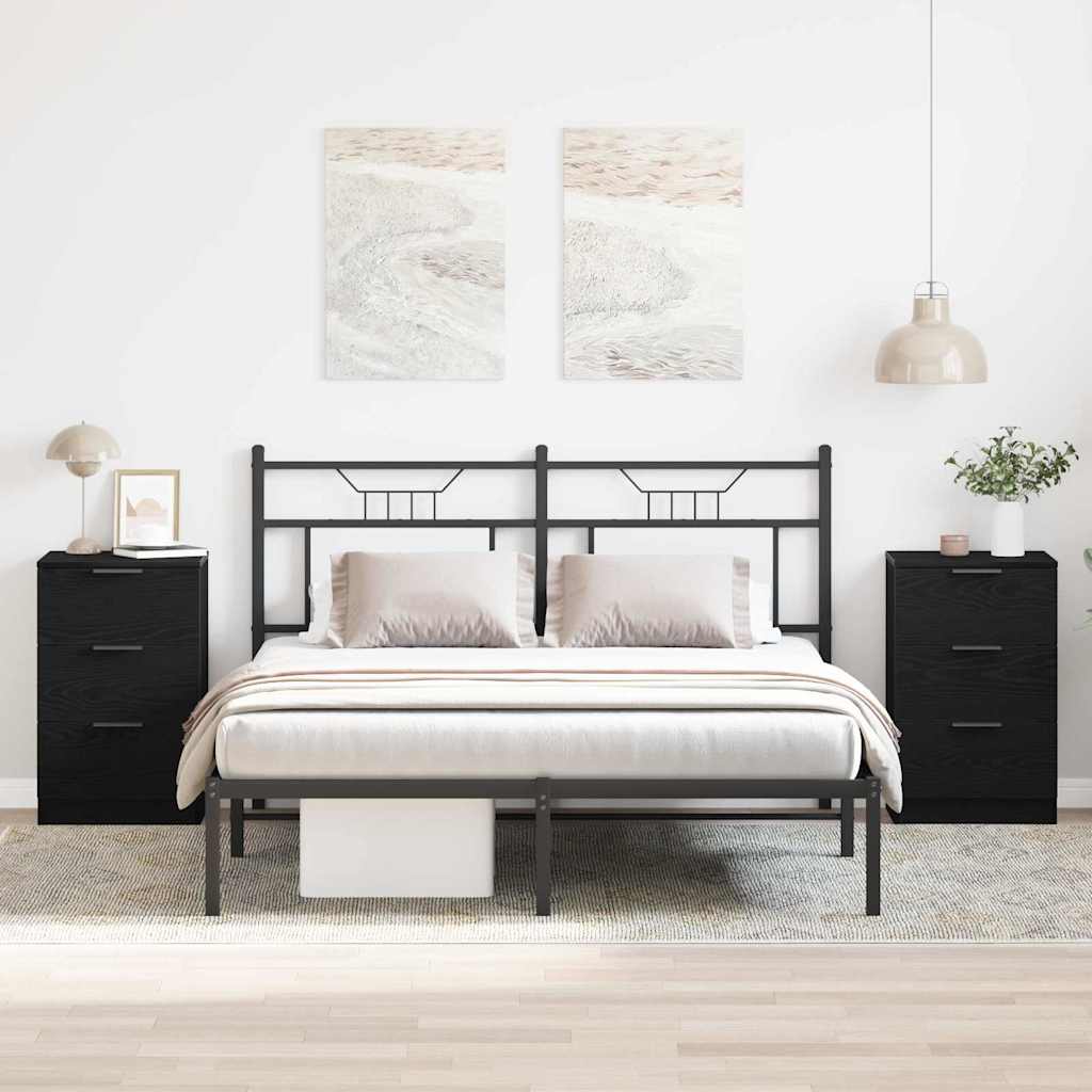 vidaXL Bedside Cabinet 2 pcs Black Oak 40 x 65 x 65 cm Engineered Wood