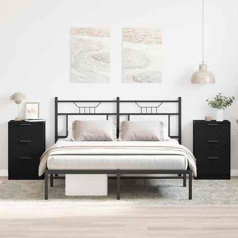vidaXL Bedside Cabinet 2 pcs Black Oak 40 x 65 x 65 cm Engineered Wood
