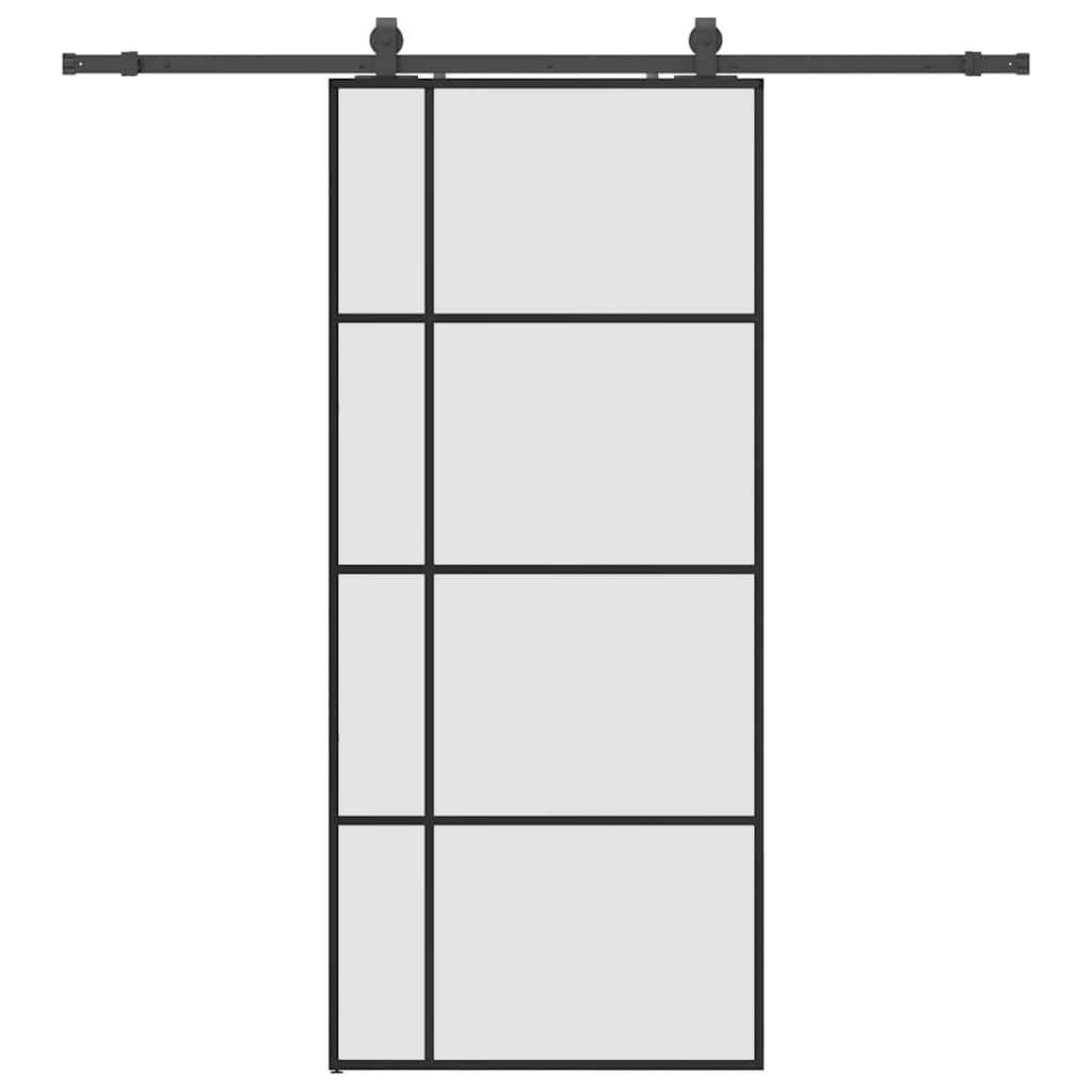 vidaXL Sliding Door with Hardware Set Black 90x205 cm ESG Glass