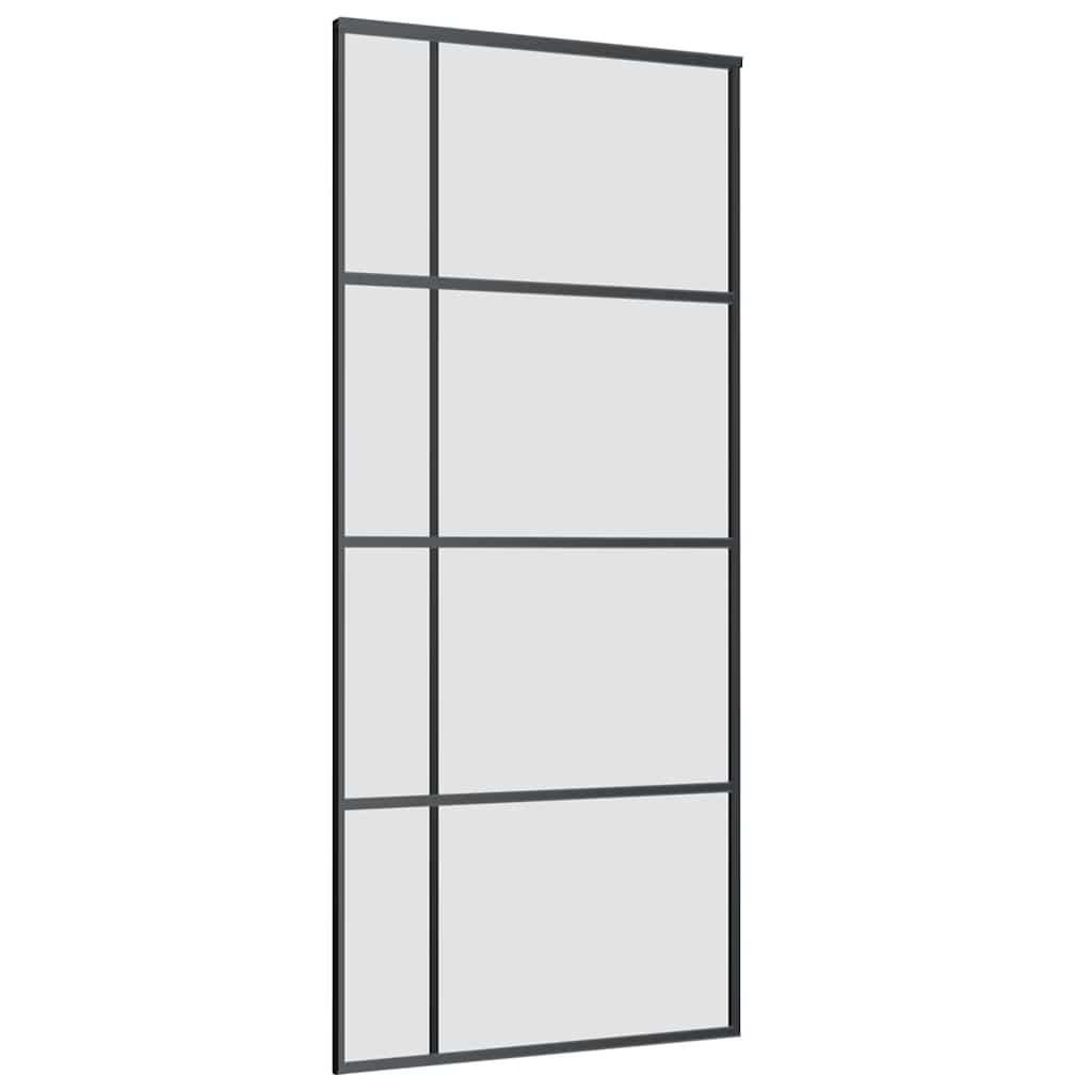vidaXL Sliding Door with Hardware Set Black 90x205 cm ESG Glass