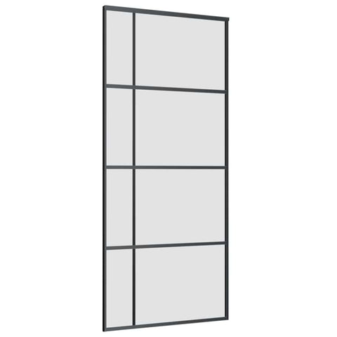 vidaXL Sliding Door with Hardware Set Black 90x205 cm ESG Glass