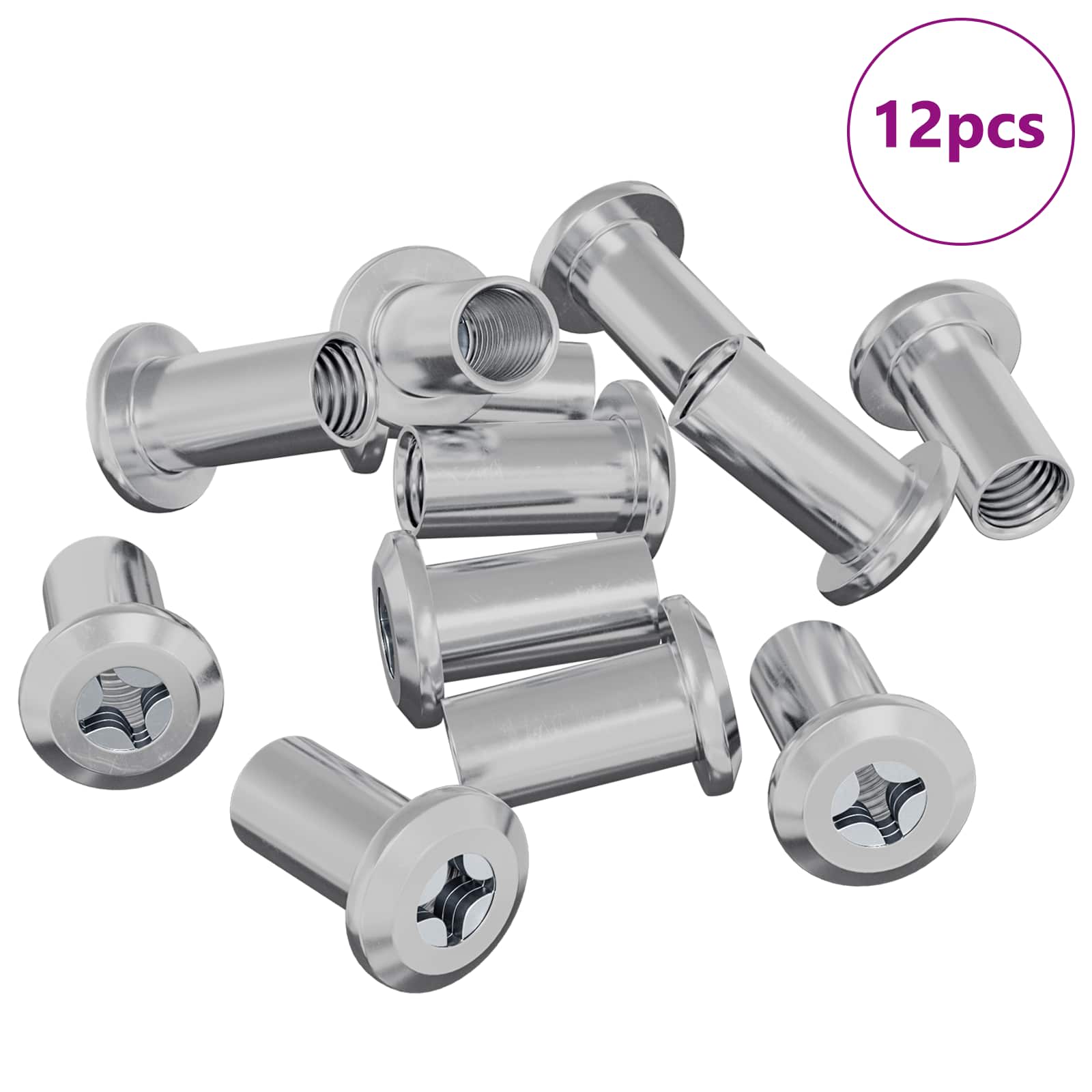 vidaXL Lock Nut 12 pcs Nickel M6 x 25 mm Steel