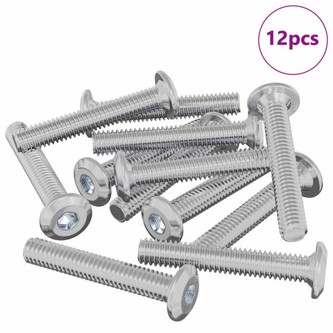 vidaXL Head Lock Screw 12 pcs Silver M6 x 35 mm Steel