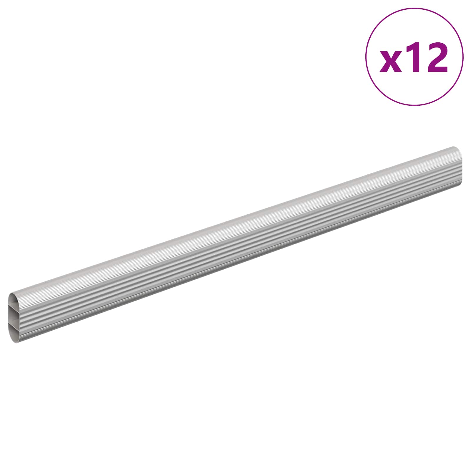 vidaXL Closet Rod 12 pcs Silver 371.5 x 15 x 29 mm Aluminium Alloy