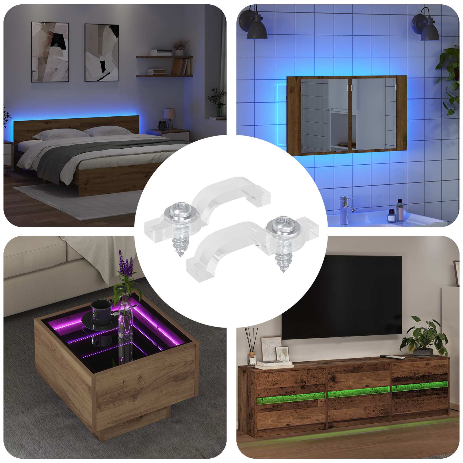 vidaXL LED Strip Clips 2 pcs Transparent 23.8 x 7.3 x 4.3 mm