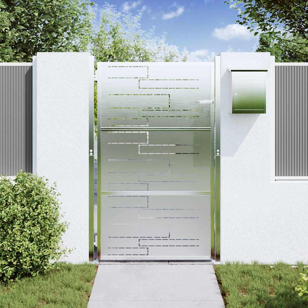 vidaXL Garden Gate with Lock Silver 85 x 144 cm Stainless Steel