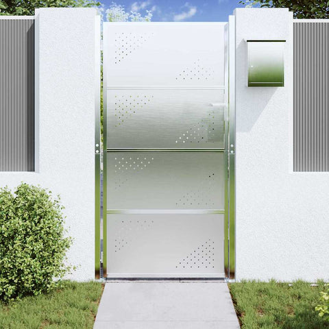 vidaXL Garden Gate with Lock Silver 85 x 174 cm Stainless Steel