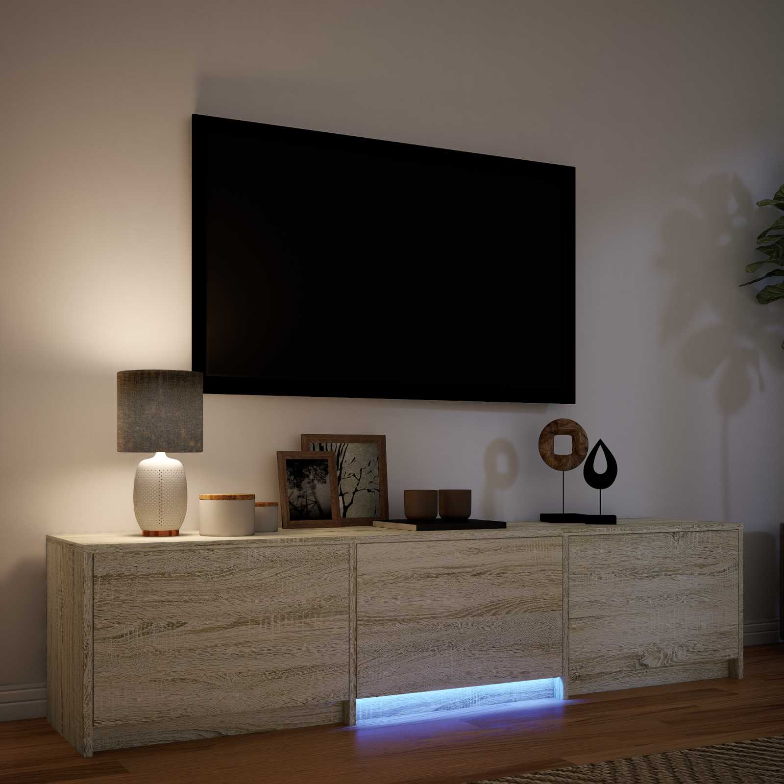 vidaXL TV Cabinet with LED Sonoma Oak 165 x 34 x 40 cm Engineered Wood